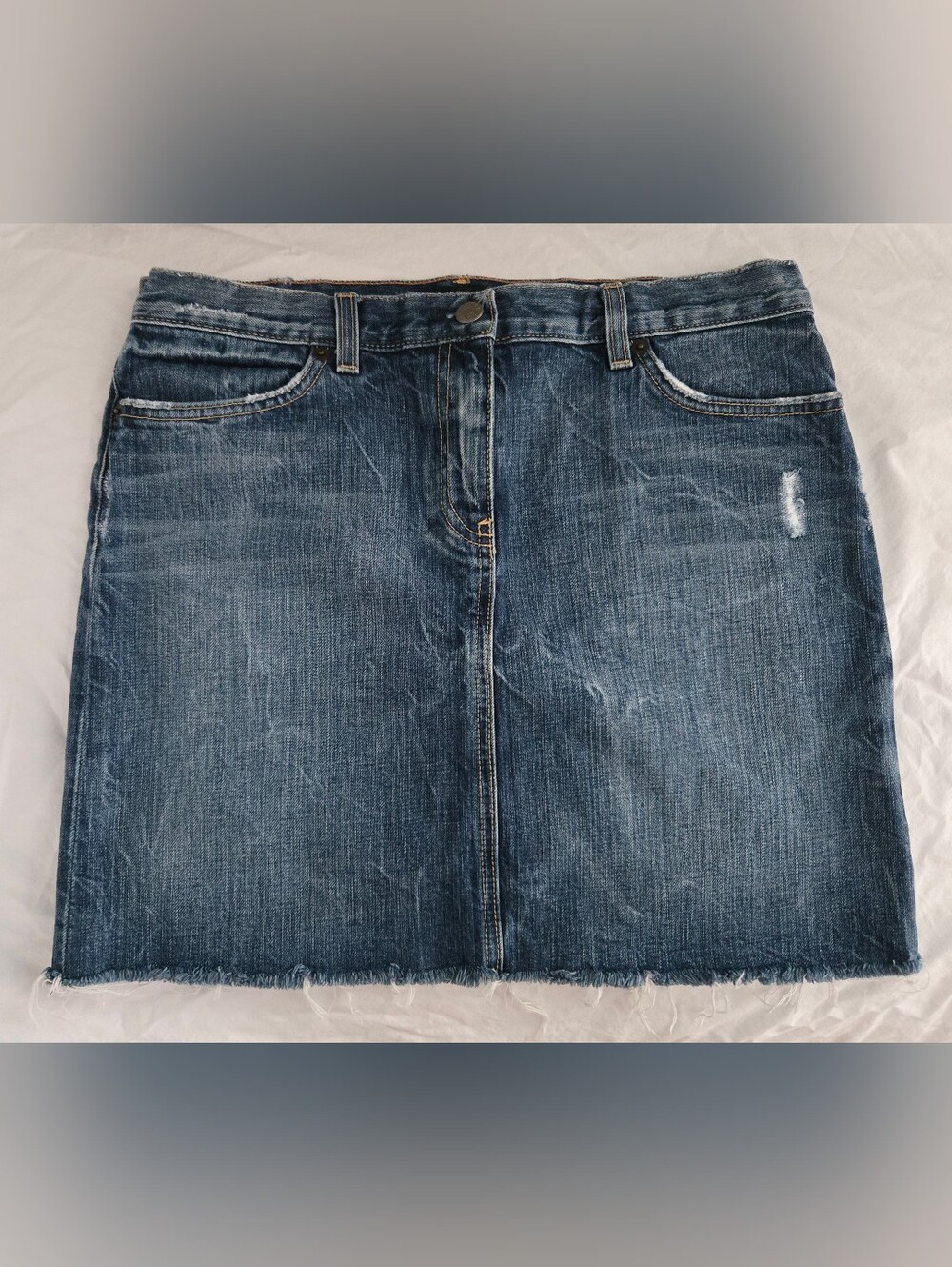 J. Crew Denim Mini Sz 4 Y2K Era Light Distressing Raw Hem 100% Cotton USA Euc